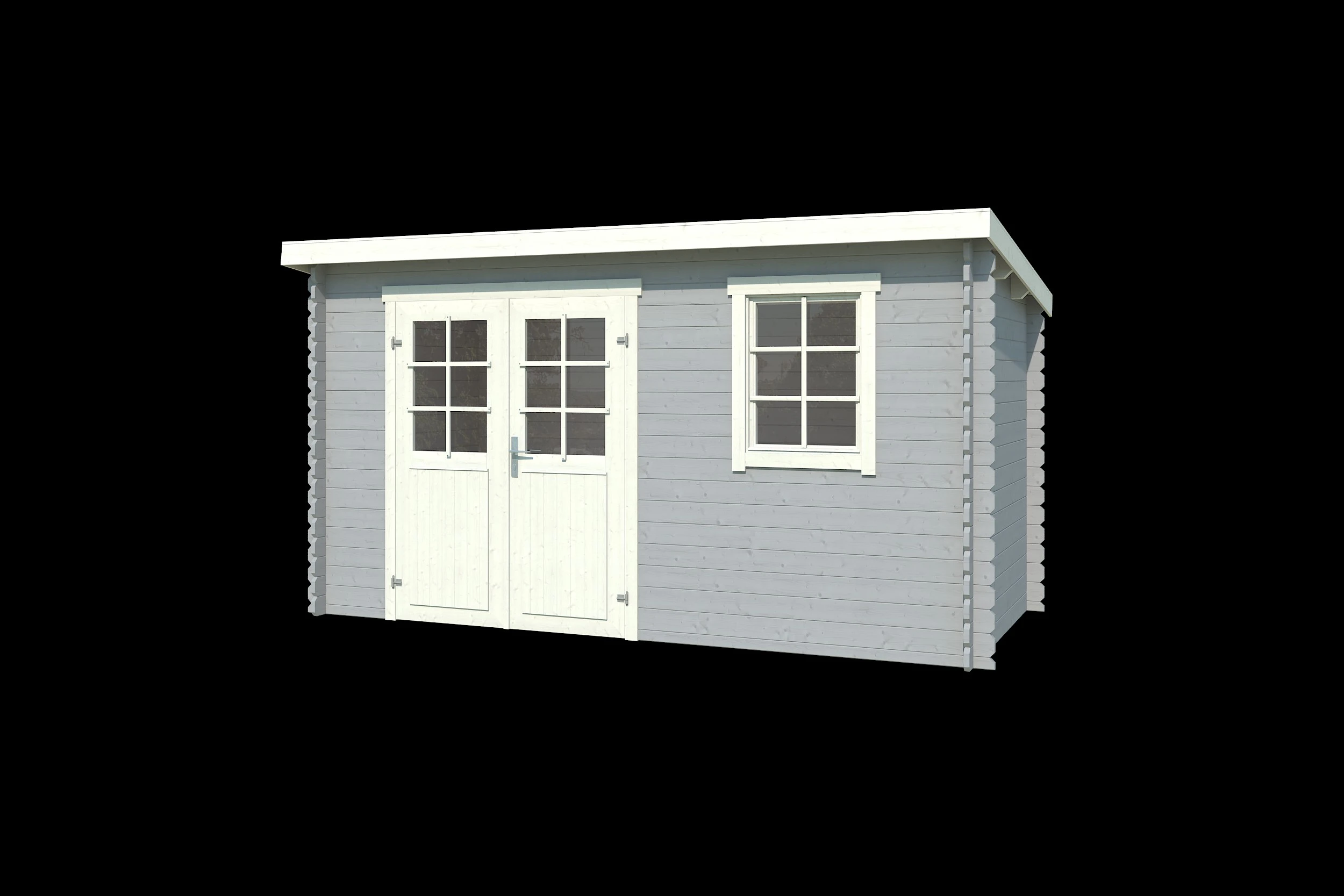 Outdoor Life Blokhut Amira Platinum Grey-Wit 380 x 175 cm - Afbeelding 1